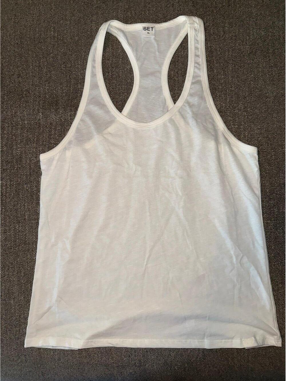 SET Active White Racerback Tank Top XL NWOT Lightweight Athleisure Workout
